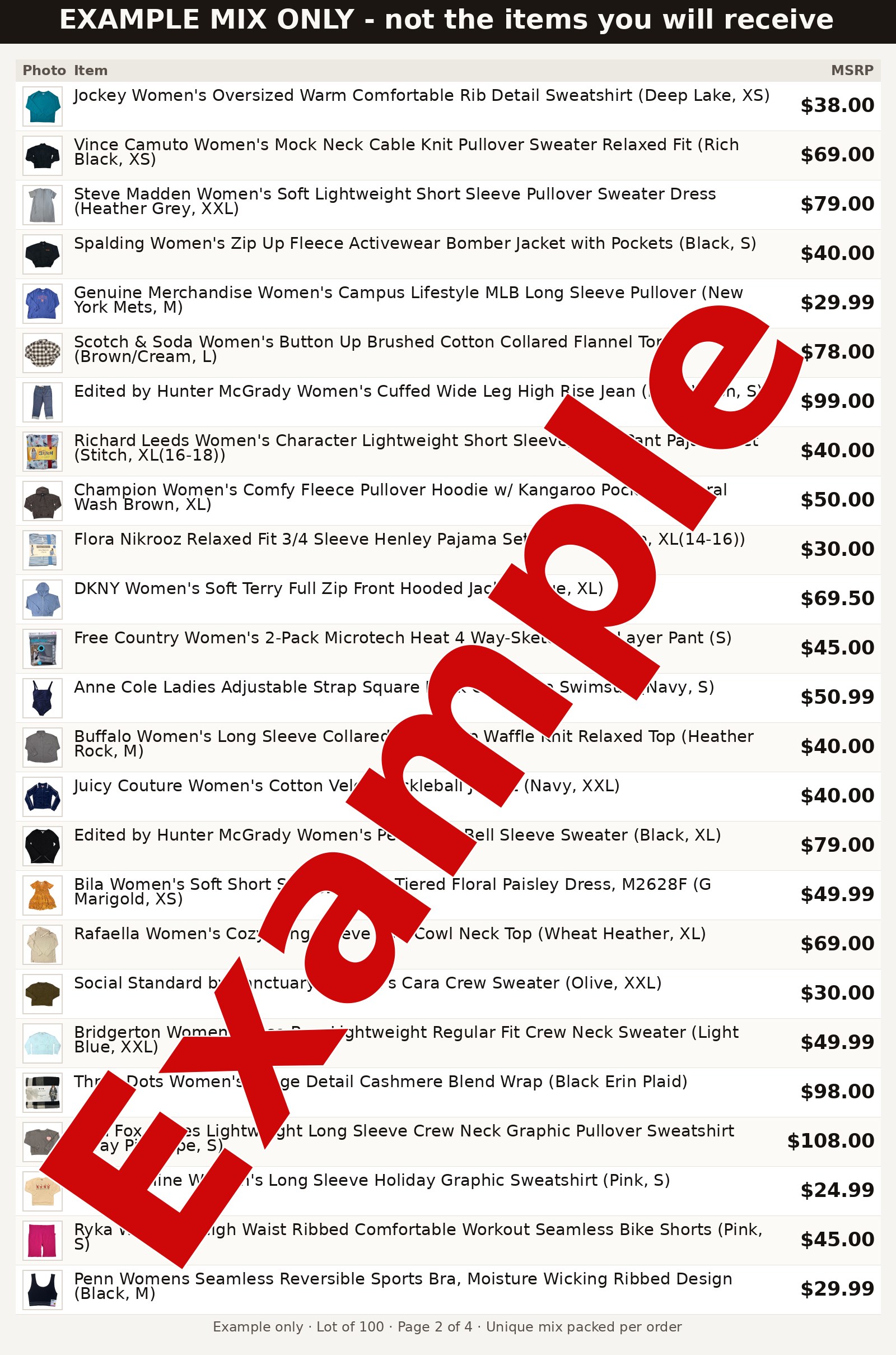 Example mix table (listing photo 3)