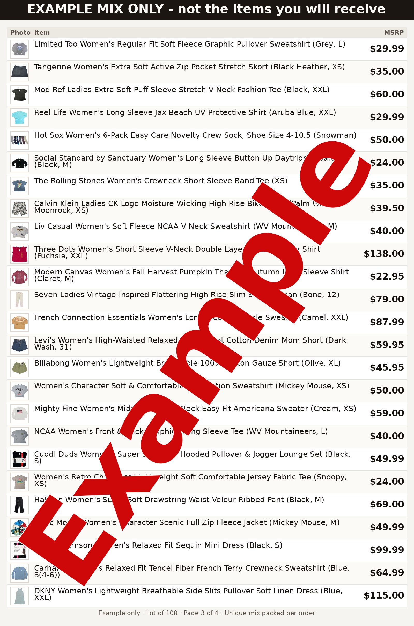 Example mix table (listing photo 4)